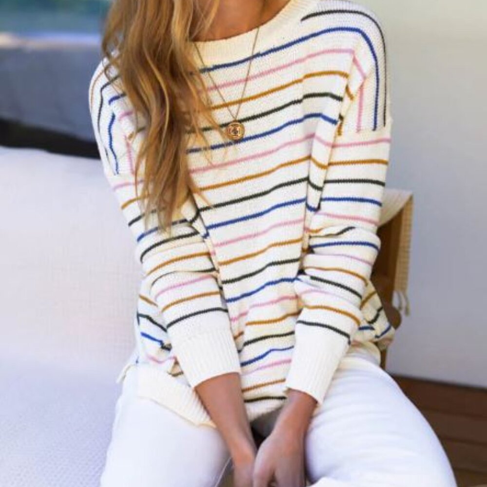 EMERSON FRY CAROLYN SWEATER - RAINBOW STRIPE ORGANIC (SMALL)